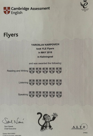 Международные экзамены уровень Flyers дети